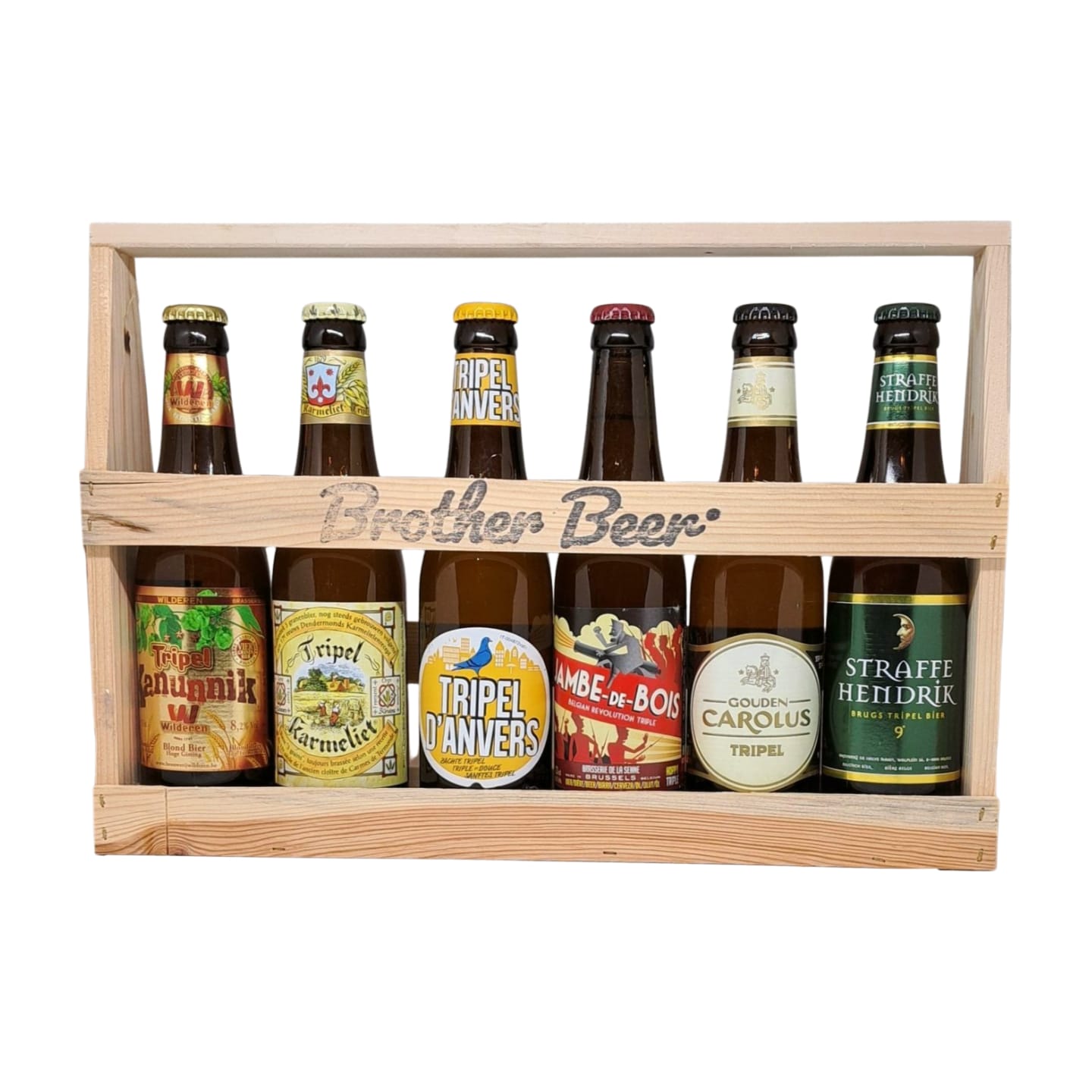 Bierpakket in Houten Brother Beer Kratje&nbsp; 6x Belgische Klasse